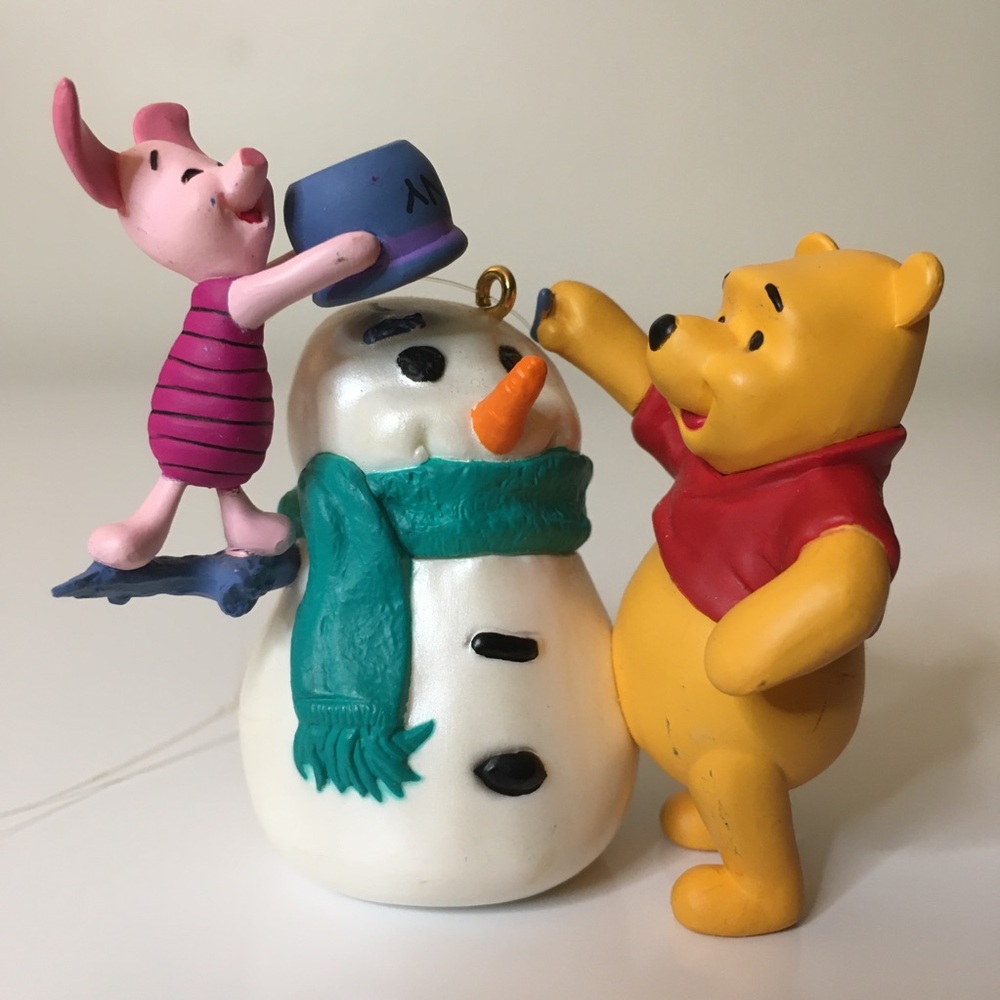 Pooh & Piglet Build-A-Snowman Christmas Tree Ornament with Hunny Pot Hat